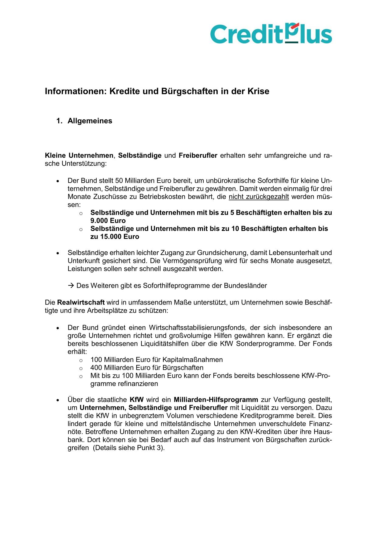 Kredite und Bürgschaften in der Krise 01